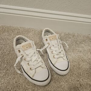 Converse Kids White and Gold Sneakers
